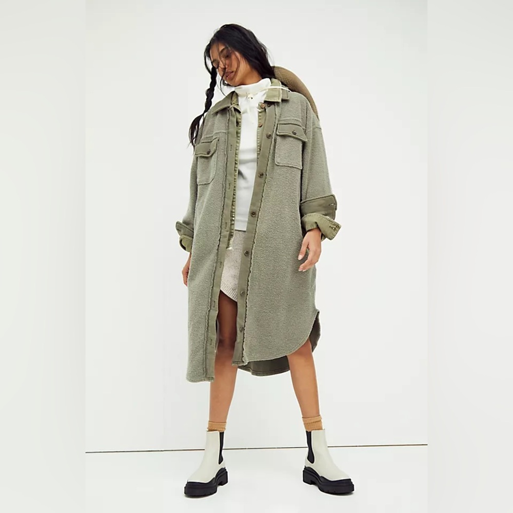 NWT FREE PEOPLE Ruby Longline Jacket - Dirty Olive